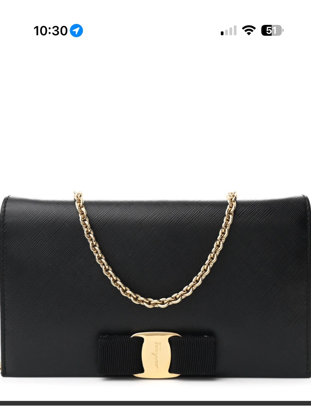 Salvatore Ferragamo Leather large wallet on chain.